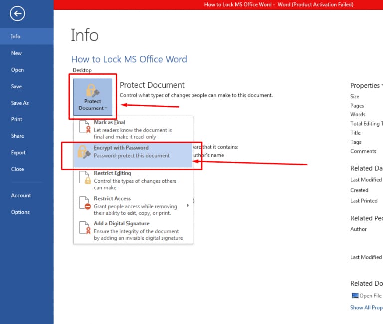 How to Lock MS Office Word 2010, 2013, 2016, 2018 and 2019